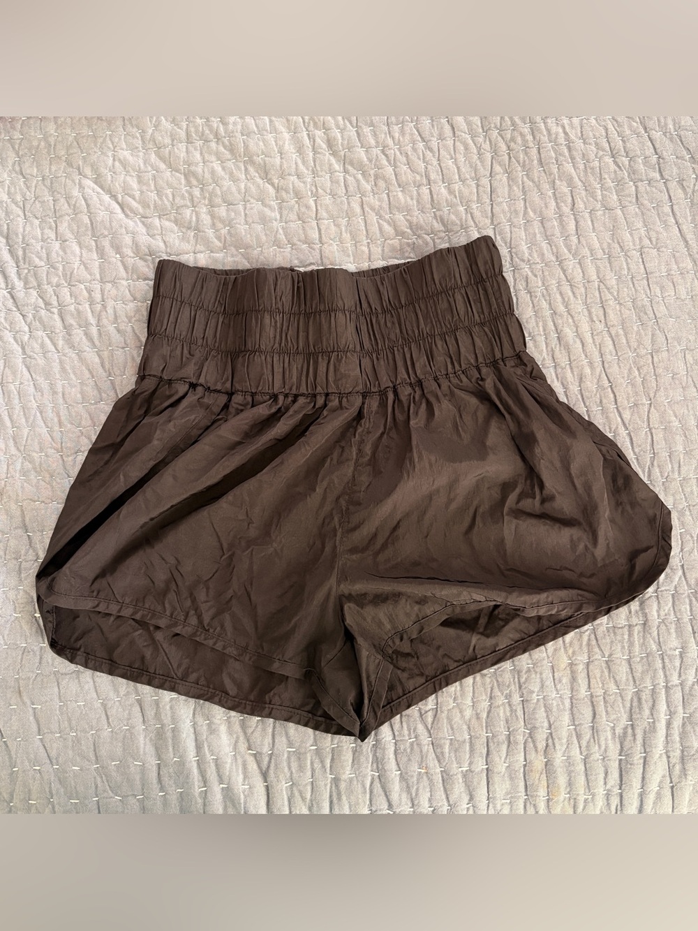 Free People High-Waist Black Womens Shorts with Smocked Waistband